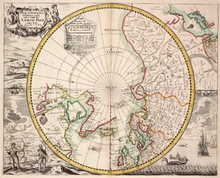 Mappa di proiezione polare con Circolo Polare Artico, c.1680