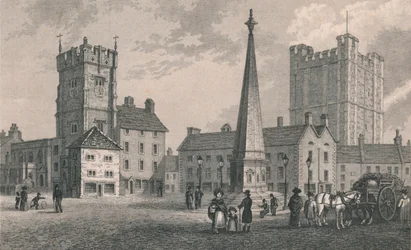 Piazza del Mercato Richmond, Chiesa della Trinità e Torre del Castello di Richmond, 1831