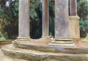 Una vista tra le colonne di un tempietto, fine XIX secolo