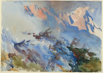 Incendio di montagna, 1906-1907 circa (acquerello opaco e traslucido)