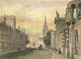 La High Street, Oxford, inciso da G. Hollis, 1835