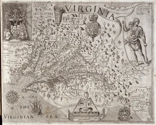 Mappa della Virginia, scoperta e descritta dal capitano John Smith, incisa da William Hole, pubblicata nel 1612
