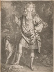 Il Lord Burleigh [da giovane, in piedi, con un fucile in mano e uno spaniel al suo fianco]