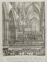 Concerto per commemorare il 25° anniversario della morte di George Frederick Handel (1685-1759) - Vista della Galleria preparata per la ricezione delle loro Maestà la Famiglia Reale