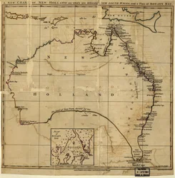 Una nuova carta della Nuova Olanda sulla quale sono delineate la New South Wale e un piano per la Botany Bay. LOC 00556400