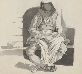 Studio di un uomo che dorme su una panchina