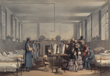 La regina Vittoria e il principe Alberto visitano i soldati feriti nella guerra di Crimea, al Brompton Hospital di Chatham, 1855