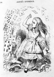 Le carte da gioco - in "La nursery" "Le avventure di Alice nel Paese delle Meraviglie" di Lewis Carroll, illustrazione della prima edizione di John Tenniel (1820-1914)