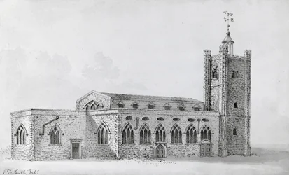 Vecchia chiesa di St Giles, c.1718 (incisione)