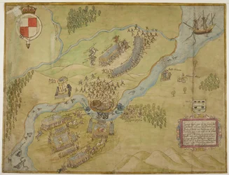 Cotton Augustus I ii 38, Disegno a colori della battaglia di Ballyshannon