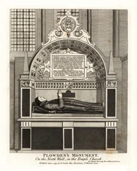 Monumento di Edmund Plowden sulla parete nord nella Temple Church