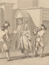 Hogarth che porta il bambino malato del suo padrone intorno a Leicester Fields. Il punto di Leicester House.