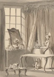 Hogarth Ha Preparato la Colazione e Manda una Tazza a Sua Moglie Ordinando allo Stesso Tempo al Cagnolino di Essere Ammesso nella Camera da Letto della Sua Padrona