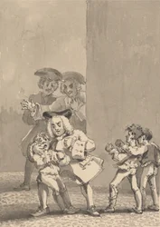 Hogarth Seguito da Barry e un Amico Viene Sorpriso a Incitare un Ragazzo a Combattere per Catturare la Sua Espressione di Paura