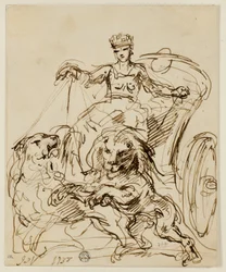 Cibele su carro trainato da leoni