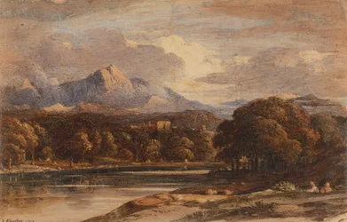 Paesaggio montuoso con lago