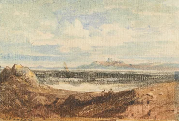 Veduta della costa frastagliata, Bamburgh, Northumberland