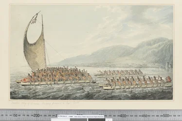 F.35 Tereoboo, Re di Owyhee, che porta doni al Capitano Cook, c.1773-84