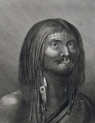 Uomo polinesiano di Nootka Sound, illustrazione di John Webber (1752-1793) realizzata durante il terzo viaggio (1776-1779) di James Cook (1728-1779)