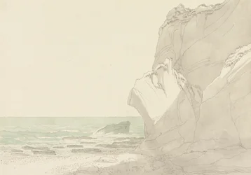 Il Warren vicino a Exmouth, Devon: scogliere ripide a destra, mare e costa rocciosa a sinistra