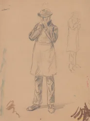 Caricatura di se stesso e di E. A. Abbey (recto); Due studi di un uomo in piedi (verso)