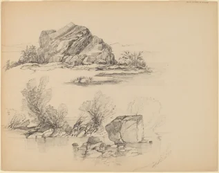 Rocce lungo una riva del lago [recto]