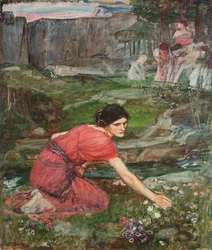 Uno studio: Fanciulle che raccolgono fiori vicino a un ruscello, c. 1909-1914
