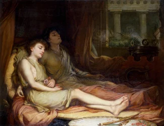 "Hypnos e Thanatos" Gli dei del sonno e della morte. Dipinto di John William Waterhouse (1849-1917) (preraffaellita) Collezione privata
