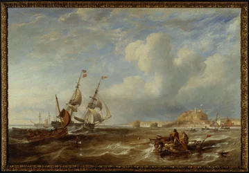 Il brigantino da 78 tonnellate "The Advocate" al largo di St. Helier, Jersey, 1749
