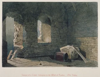 Vista interna di una torre appartenente alla London Wall a Old Bailey, City of London