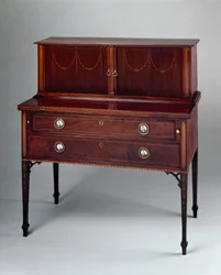 Scrivania a tamburo, attribuita al negozio di John e Thomas Seymour o al Boston Furniture Warehouse di Thomas Seymour