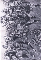 Marston Moor, 2 luglio 1644: La cavalleria scozzese sotto Leslie attacca il fianco del principe Rupert, illustrazione da British Battles on Land and Sea, 1915