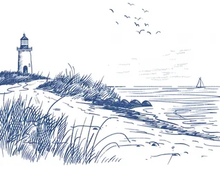 Schizzo di un faro costiero