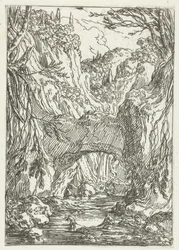 Paesaggio con ponte di roccia