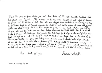Estratto dal diario di Dean Swift, indirizzato a Mrs Dingley, 1712, 1840
