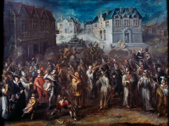 Guerre religiose tra cattolici e protestanti: “Processione della Lega nel 1590 o 1593”