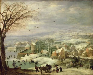 Paesaggio di villaggio in inverno