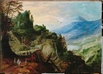 Strada attraverso un passo di montagna (dipinto su tela)