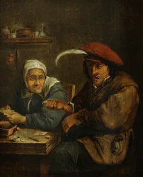 Interno con una donna anziana e un uomo che fa scorrere il sangue (Allegoria del senso del tatto)