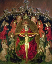 La Santissima Trinità circondata da angeli