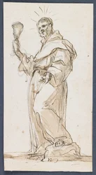 Santo maschio in piedi con un calice, fine XVII secolo