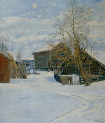 Casa in un paesaggio invernale