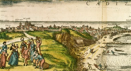 Cadice, Spagna, incisione dopo un disegno di Joris Hoefnagel