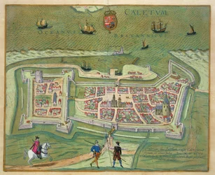 Mappa di Calais, da «Civitates Orbis Terrarum» di Georg Braun (1541-1622) e Frans Hogenberg (1535-90), 1597