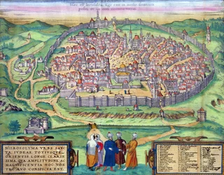 Mappa di Gerusalemme, da «Civitates Orbis Terrarum» di Georg Braun (1541-1622) e Frans Hogenberg (1535-90), ca. 1572