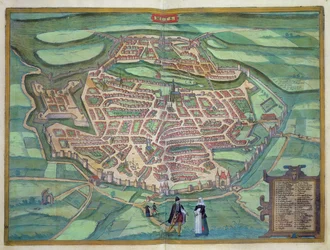 Mappa di Metz, da «Civitates Orbis Terrarum» di Georg Braun (1541-1622) e Frans Hogenberg (1535-90), ca. 1572