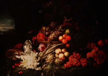 Natura morta con un cesto di frutta