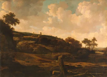 Paesaggio montuoso con una rovina