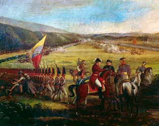 Le truppe del generale Narino, compagno di Bolivar, durante la battaglia di Calibio, dipinto di Jose Maria Espinosa (1796-1883). Colombia