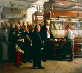Il presidente della Repubblica Francese Felix Faure visita il laboratorio di un produttore di nastri a Saint Etienne, 30 maggio